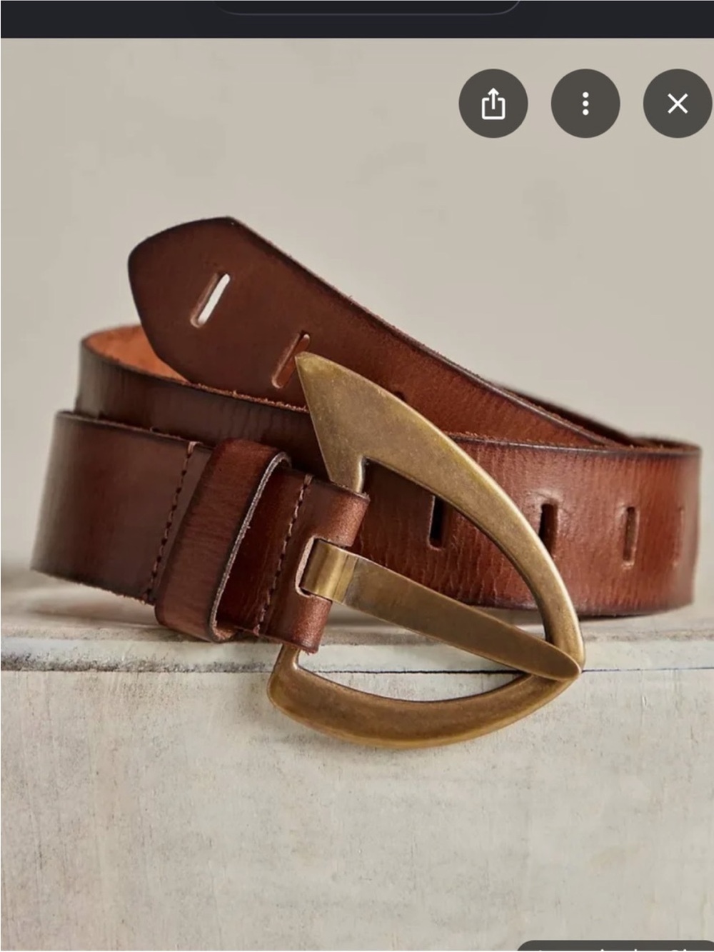 Free People We The Free Noa Belt L / XL Cognac Brown NWT leather Cut Out